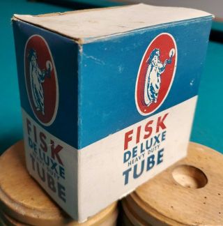 Rare Nos Vtg Fisk Tire Tube Not Oil Tin Can Porcelain Sign