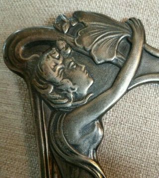 Antique Art Nouveau Pewter Picture Photo Frame - Large with Makers Mark 2