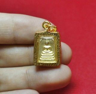 Gold Mini Phra Somdej Lp Toh,  Wat Rakang Real Old Antique Buddha Thai Amulet 16