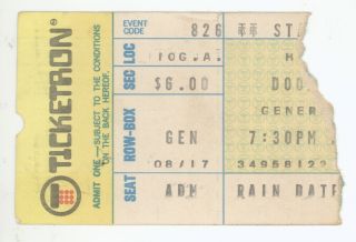 Rare The Doobie Brothers 8/26/74 Harrisburg Pa Concert Ticket Stub