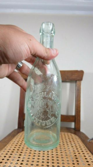 F Horlacher Pretty Aqua Blob Top Allentown Pa Pennsylvania Antique Bottle
