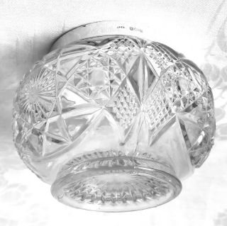 George V Sterling Silver Glass Bowl,  Silver Rim Hallmark Birmingham 1917 Sgbb