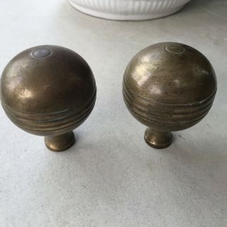 2 Large Antique Brass Bed Knobs Reeded Design Very Heavy Solid?