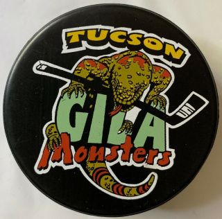 Tuscon Gila Monsters Rare Vintage Lindsay Official Game Puck Made In Canada