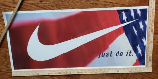 Vintage American Flag Nike Just Do It Swoosh Poster 15 " X 35 " Rare 2000 Usa