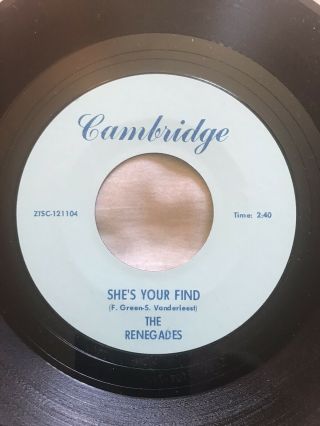 Rare Michigan Garage Rock 45 - The Renegades - She 