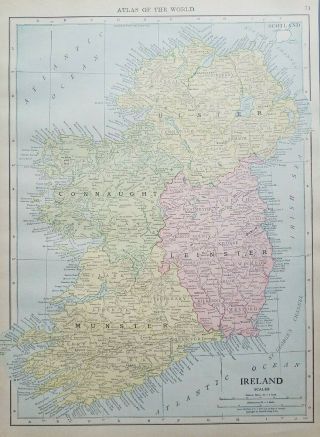 1916 Antique Map Of Ireland Rand Mcnally