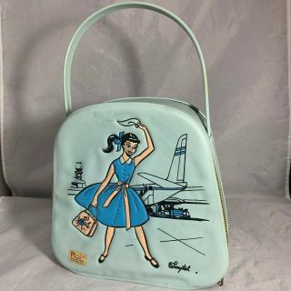 Ponytail Barbie Travel Tote / Hand Bag Purse In Rare Blue Color