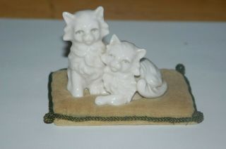 Antique Pin Cushion With A Lounging Kittens