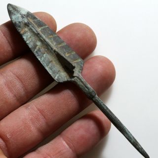 A Perfect Ancient Roman Republic Bronze Long Shot Arrowhead Circa 100 - 50 Bc
