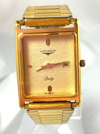 Rare Vintage Longines Gold Square Watch At&t 32 Years Of Service Battery