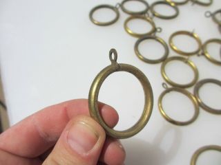 Antique Brass Curtain Rings Vintage Holder Hangers Victorian Loops Old 1.  5 " W X32