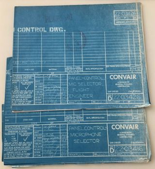 Convair Cv - 880 Instrument Blueprints (2) Sheets Originals.  Very Rare.