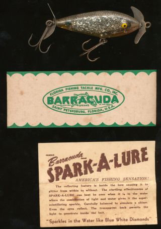 Barracuda Spark A Lure St Petersburg Fl W/ Papers Plastic Silver Floater