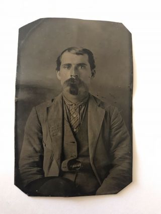 TIN TYPE PHOTO - 1860’s CIVIL WAR ERA PHOTO - Image On Iron Sheeting - Rare 2