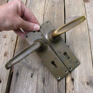 Vintage Brass Lever Door Handles Keyholes