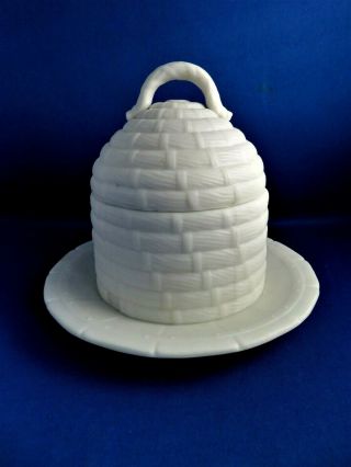 Antique 19th Parian Figure Bee Hive Honey Pot And Stand C1860 - Copeland