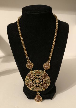 Rare Joan Rivers Moroccan Style Necklace Gold Tone Chain Statement Piece