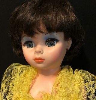 1966 Vintage Pm Sales Inc 22 " Doll Yellow Lace Gown Brown Hair Make Up