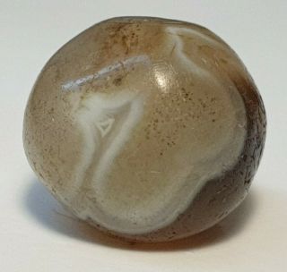 15.  2mm Ancient Rare Indo - Tibetan Banded Agate Eye Bead
