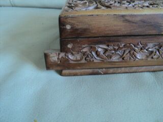 Vintage/ Antique Wooden Hand Carved Puzzle Locking Jewellery/ Game Box 2