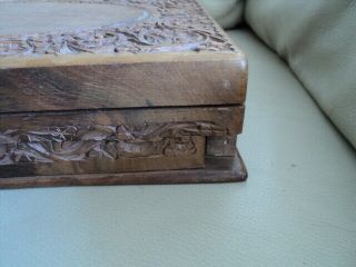 Vintage/ Antique Wooden Hand Carved Puzzle Locking Jewellery/ Game Box 3
