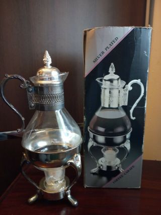 Vintage Silver Plated Coffee Carafe With Stand And Burner