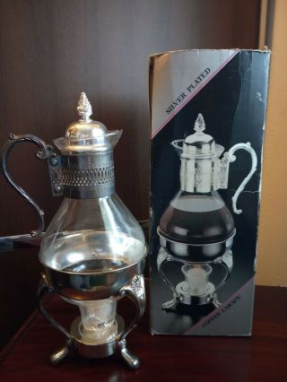 Vintage Silver Plated Coffee Carafe with Stand and Burner 2