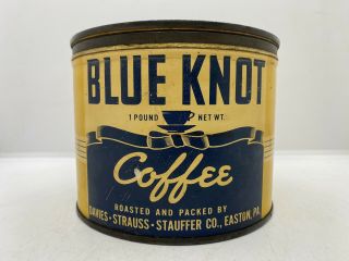 Vintage Rare Blue Knot Easton,  Allentown,  Pa.  Coffee Old Advertising Tin Can