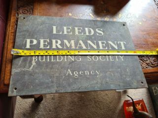 Antique Bronze And Enamel Sign Leeds Permanent Building Society