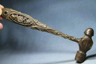 Collectable Handwork Noble Miao Silver Carved Hammer Auspicious Souvenir Statue