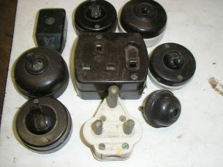 Qty Assorted Vintage Electric Switches And Sockets Etc