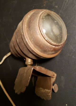 Rare Antique Vintage Industrial Brass Lamp Magnified Glass Spot Light Cool