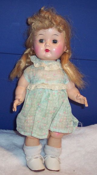 Vintage Rare 10 " Hard Plastic Walker Doll Head Moves Side To Side O/c Eyes Guc