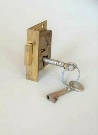 Vintage Legge 4 Lever Brass Cut Cabinet Cupboard Door Drawer Lock 2 " X 1 1/2 "