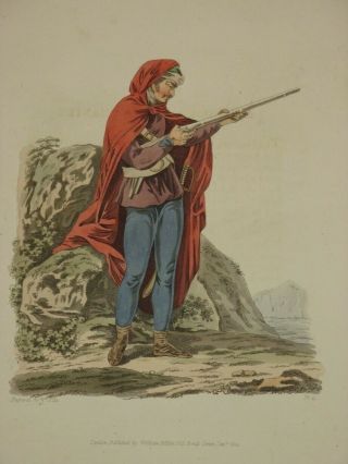 De Moleville Hand Coloured Antique Print 1811: Pandur Croatia Infantry