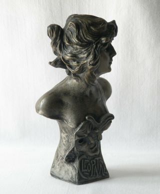 ART NOUVEAU STYLE CLEOPATRA BUST,  SCULPTURE.  BRONZED WHITE METAL CLAD.  FRENCH 3