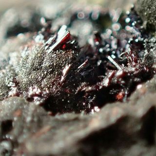 Pyrargyrite Dark Red Crystals On Stibarsen Rare Loc Trebsko,  Czech Republic