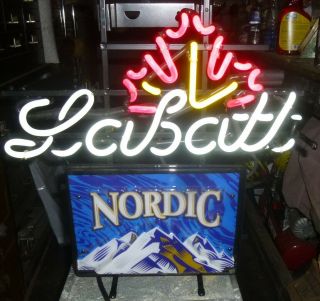 Rare Vtg Labatt Nordic Beer Neon Light Sign 19 " X19 " Display Bar Pub - Ex Cond