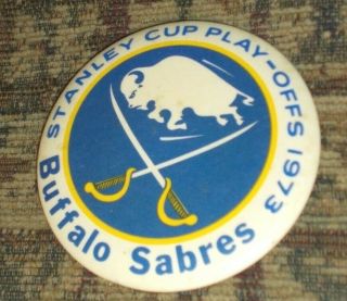 Rare Vintage Buffalo Sabres 1973 Stanley Cup Playoffs Button / Pin Great Shape