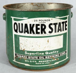 Quaker State 25 Pound Grease Bucket L@@kt Rare