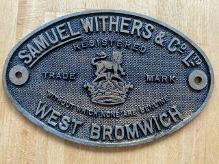 Antique Safe Plaque Samuel Withers & Co Ltd West Bromwich