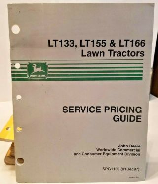 John Deere Lt133,  Lt155 & Lt166 Lawn Tractors Service Pricing Guide