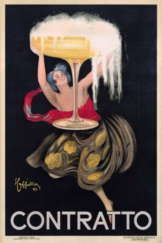 Vintage Wine Art Print - Contratto By Leonetto Cappiello 11x14 Poster