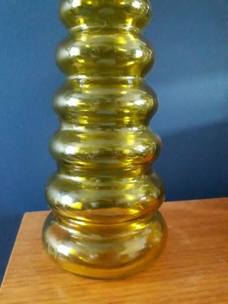 GAO MI Vintage Yellow Amber Glass 5 Genie Bottle Decanter with Stopper. 2