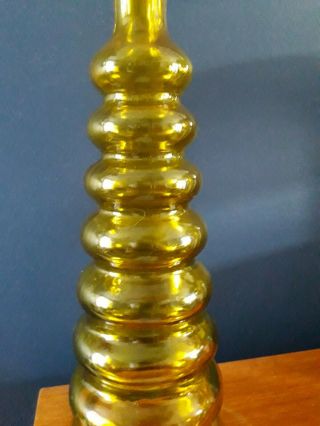 GAO MI Vintage Yellow Amber Glass 5 Genie Bottle Decanter with Stopper. 3