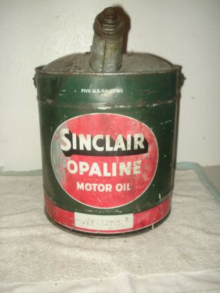 Vintage Sinclair Opaline Metal Motor Oil Can 5 Gallons Rare
