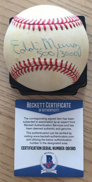 Rare Eddie Murray With 500/3000 Beckett Authenticated Signed A.  L.  Baseball