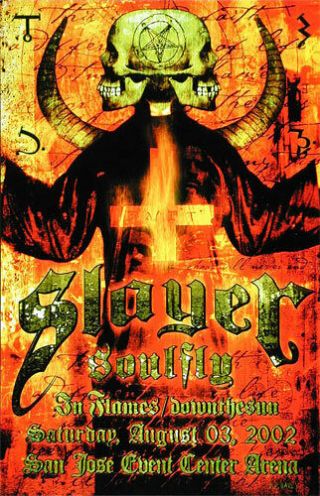 Slayer W/soulfly/in Flames _ Rare/50 Concert Poster By James Rheem Davis - 2002