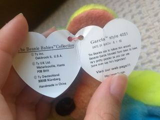 Ty Beanie Baby Rare Retired GARCIA Bear with Tag Errors PVC Pellets 1993 - 1995 3